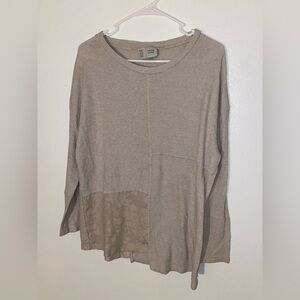 Saturday Sunday Sweater M Womens Beige Patchwork Soft Long Sleeves Anthropologie